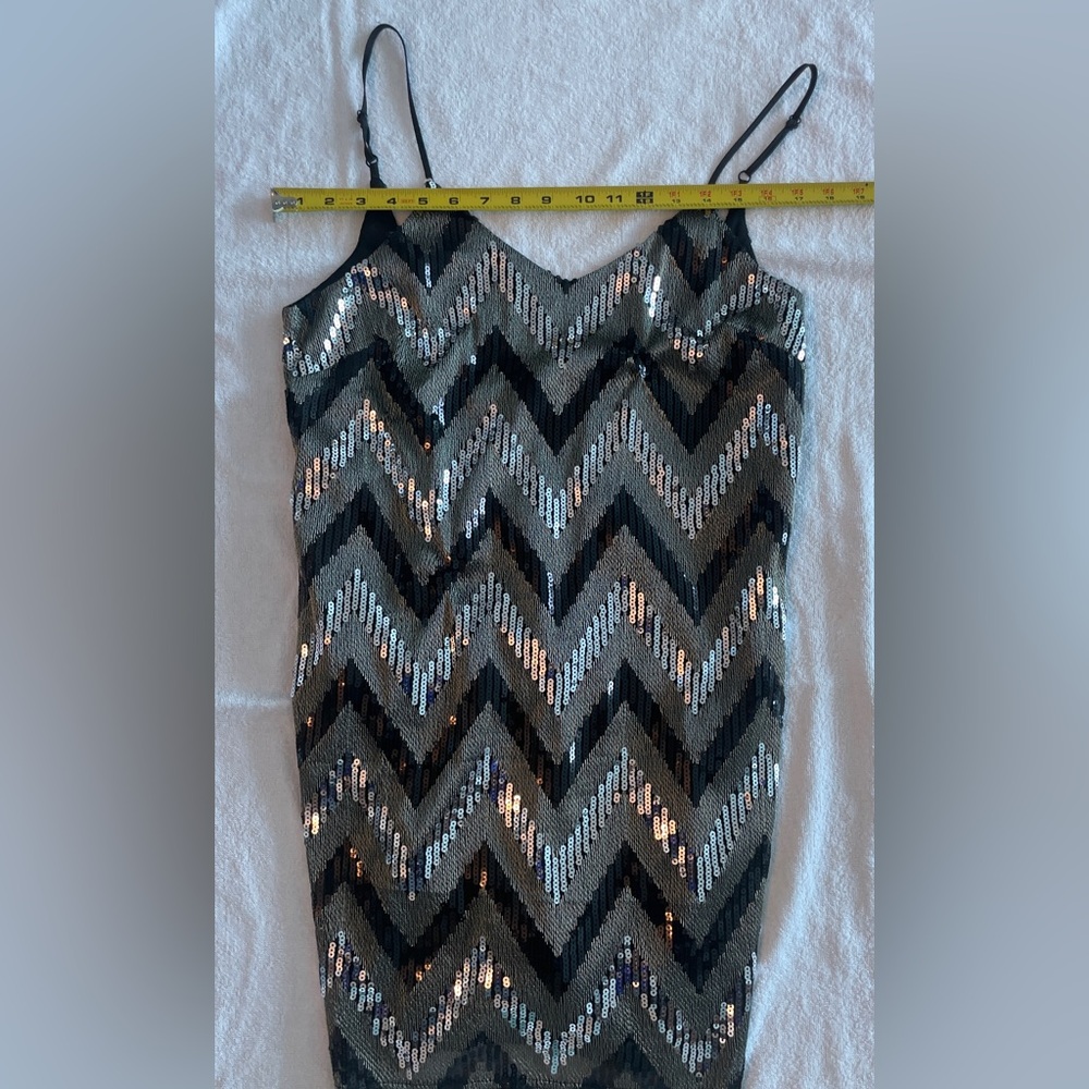 Free Press Sexy Chevron sequin short dress